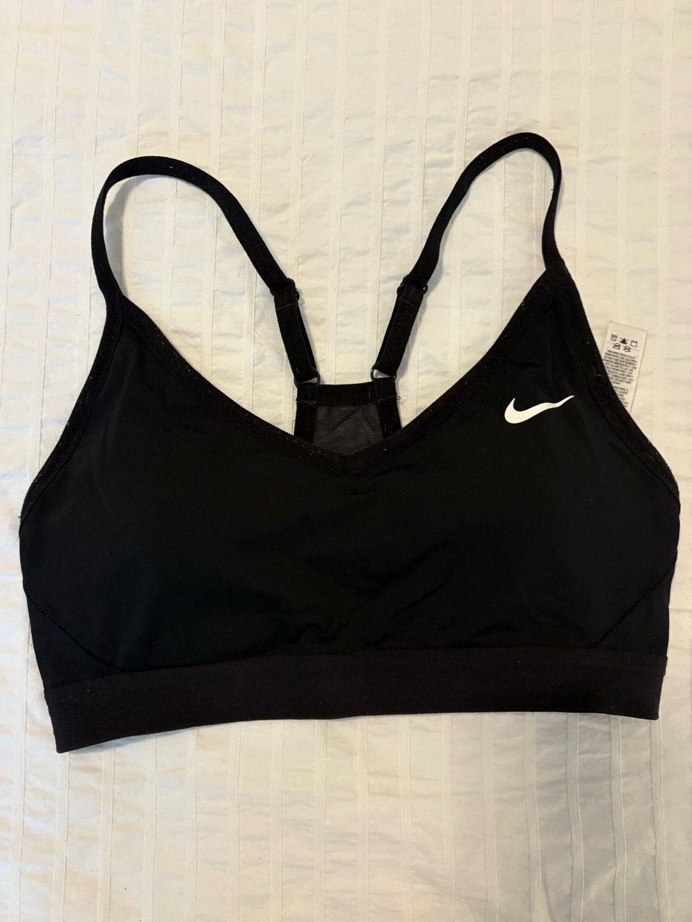 Nike Black Racerback Sports Bra with White Swoosh